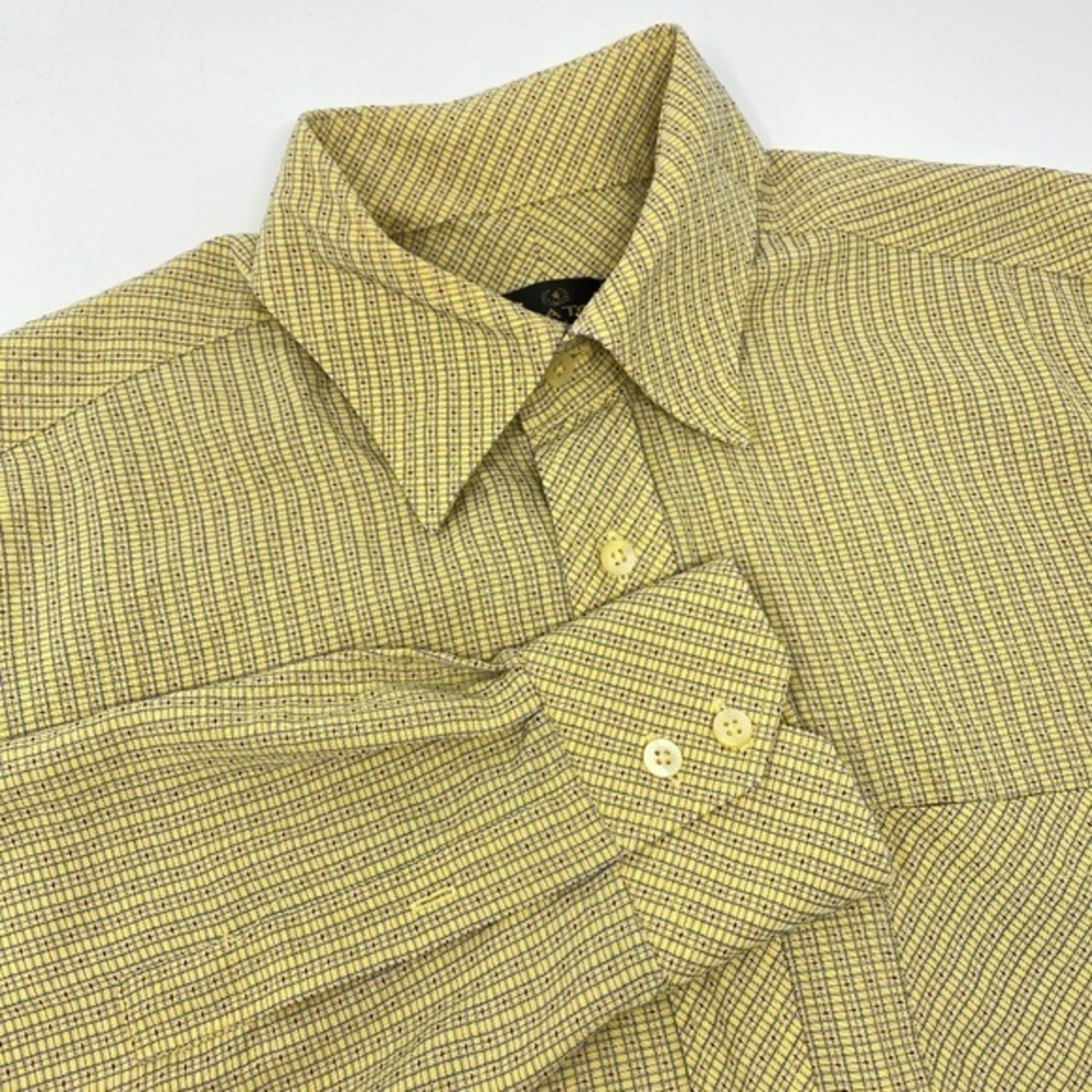 Bugatchi Uomo Yellow Pattern‎ Casual Long Sleeve Button Down Shirt Men's Medium